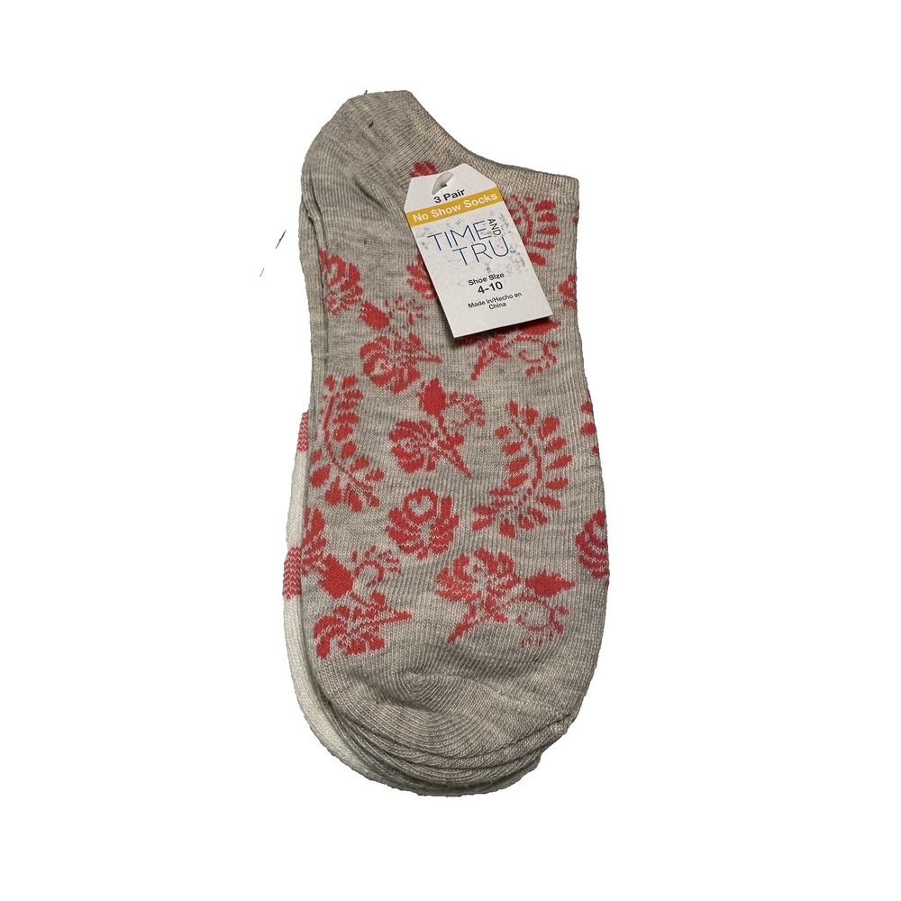 time and tru 3 pairs womens low cut ankle socks size 4-10